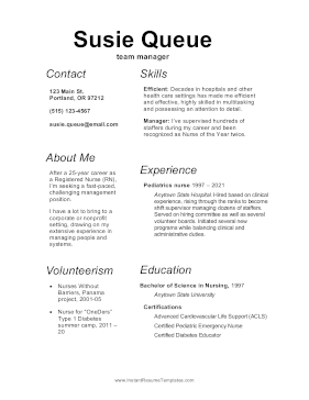 Career Change From Health Care Resume (A4)