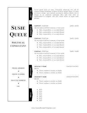 Resume With Tabs BW A4