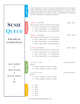 Resume With Tabs Color