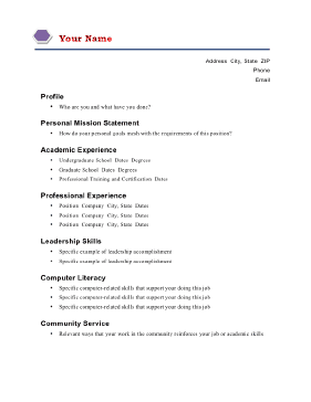 Academic Resume (A4)