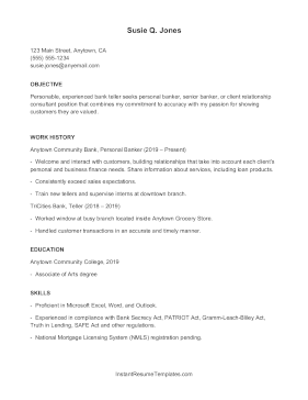 ATS Resume Banker (A4)