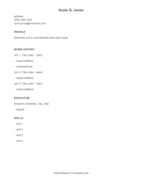 ATS Resume Basic Fill In (A4)