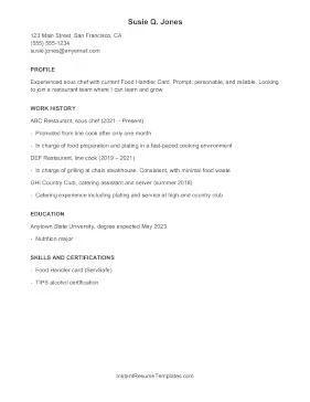 ATS Resume Food Service (A4)