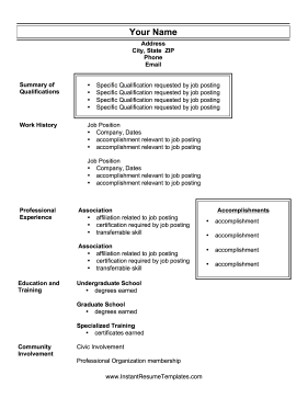 Achievement Resume