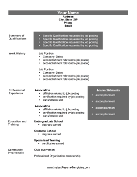 Achievement Resume Gray Boxes