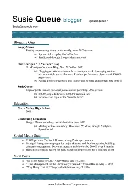 Blogger Resume (A4)
