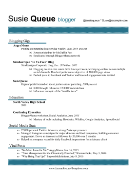 Blogger Resume