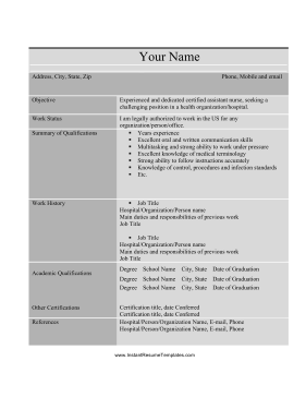 CNA Resume (black & white)