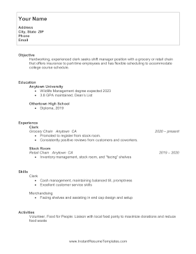 College Student Retail Resume A4