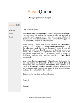 Color with Tagline Cover Letter