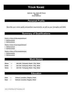 Combination Resume With Headers