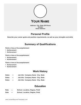 Combination Resume With Picture