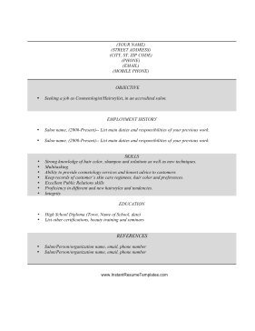 Cosmetology Resume (black & white)