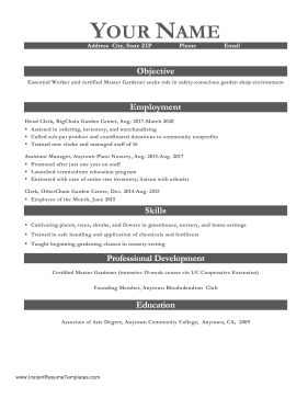 Essential Worker Resume