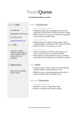 Freelance Writer Resume (A4)