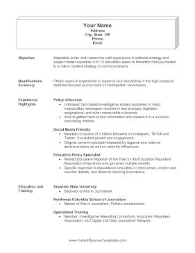 Functional Resume Former Journalist A4