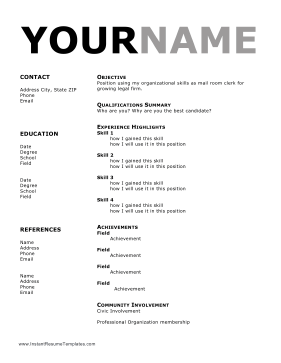 Functional Resume Two Columns