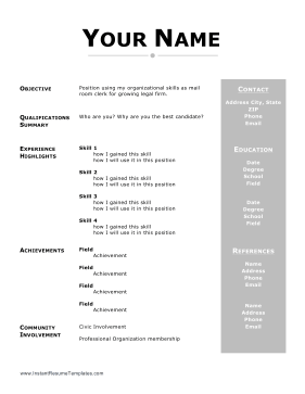 Functional Resume With Side Bar