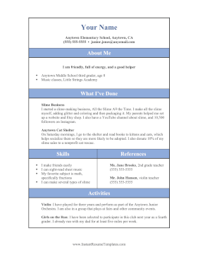 Grade School Resume (A4)