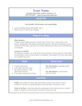 Grade School Resume