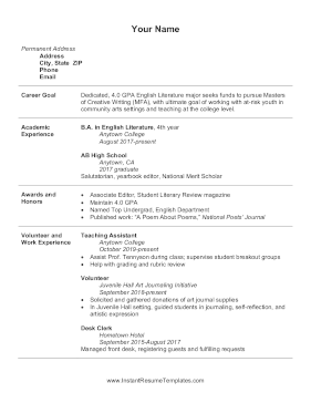 Graduate School Scholarship Resume