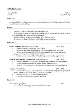 Grant Writer Resume (A4)