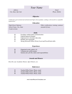 High School Resume