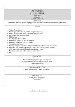 Library Assistant Resume (black & white)