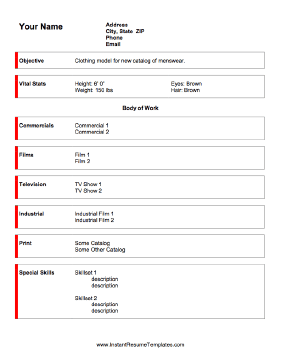 Modeling Resume