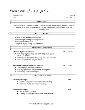 Music Staff Resume