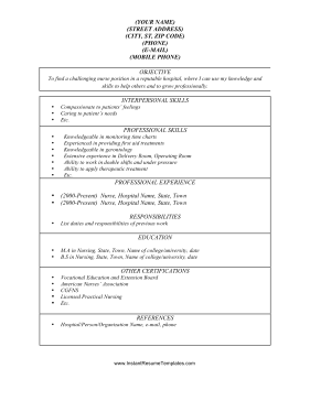 Nurse Resume (black & white)