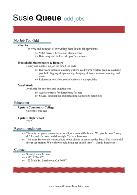 Odd Jobs Resume (A4)