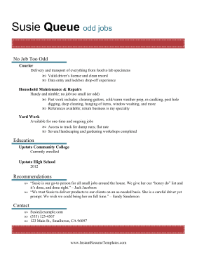 Odd Jobs Resume