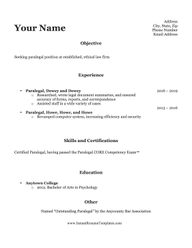 Paralegal Resume