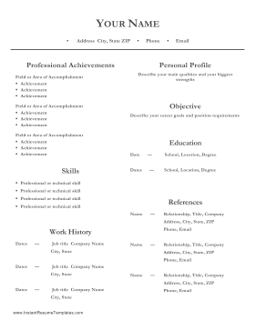 Professional Resume Two Columns