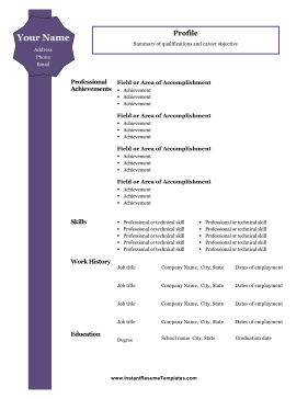 Purple Professional Resume