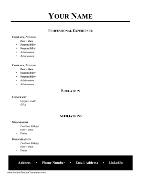 Resume With Affiliations