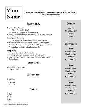 Resume With Bullet Points