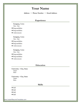 Resume With Colorful Border