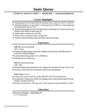 Resume With Decades Of Experience