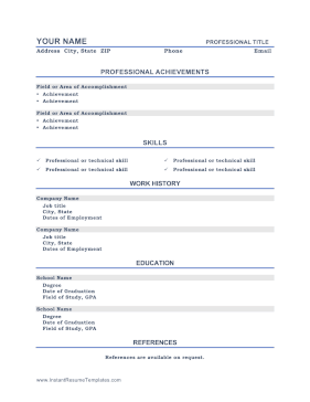 Resume With Key Skills Checkmarks