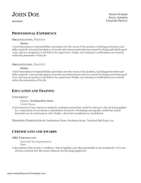 Resume With Paragraphs