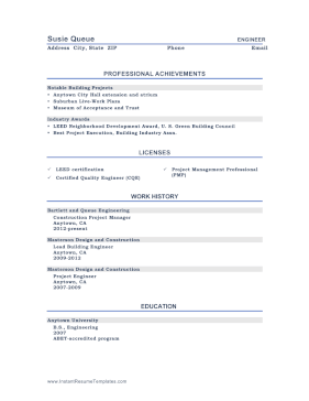Resume With Professional Licenses And Certificates (A4)