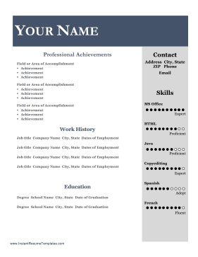 Resume With Ranked Skills