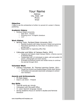 Scholarship Resume