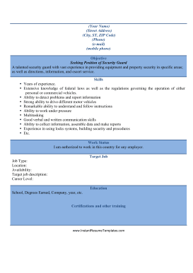 Security Guard Resume (A4)