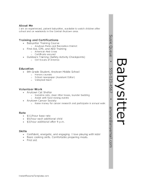 Sidebar Teen Resume (A4)