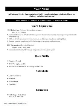 Soft And Hard Skills Resume