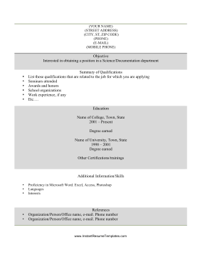 Student Resume (black & white)