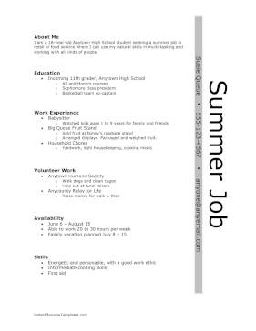 Summer Job Resume (A4)